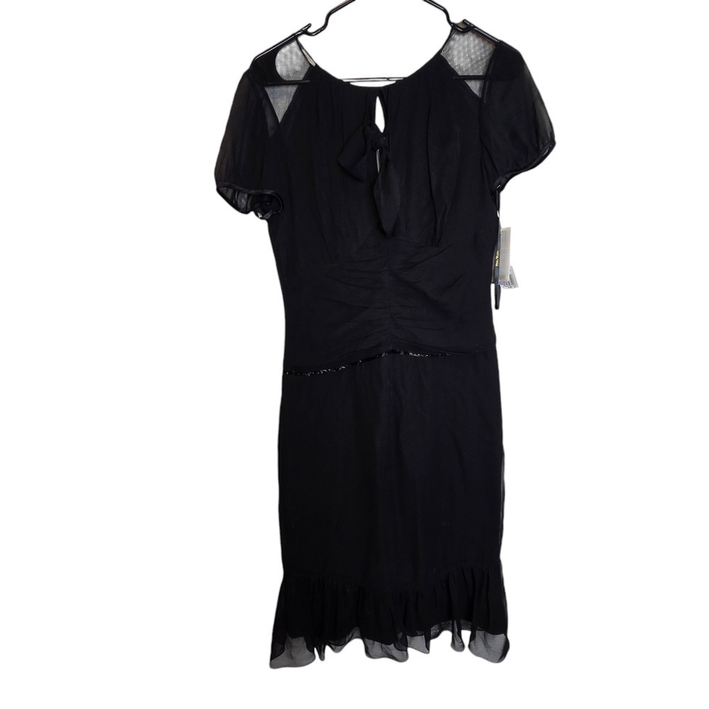 Nwt vintage y2k Vera Wang black silk midi dress size 10 medium beaded
